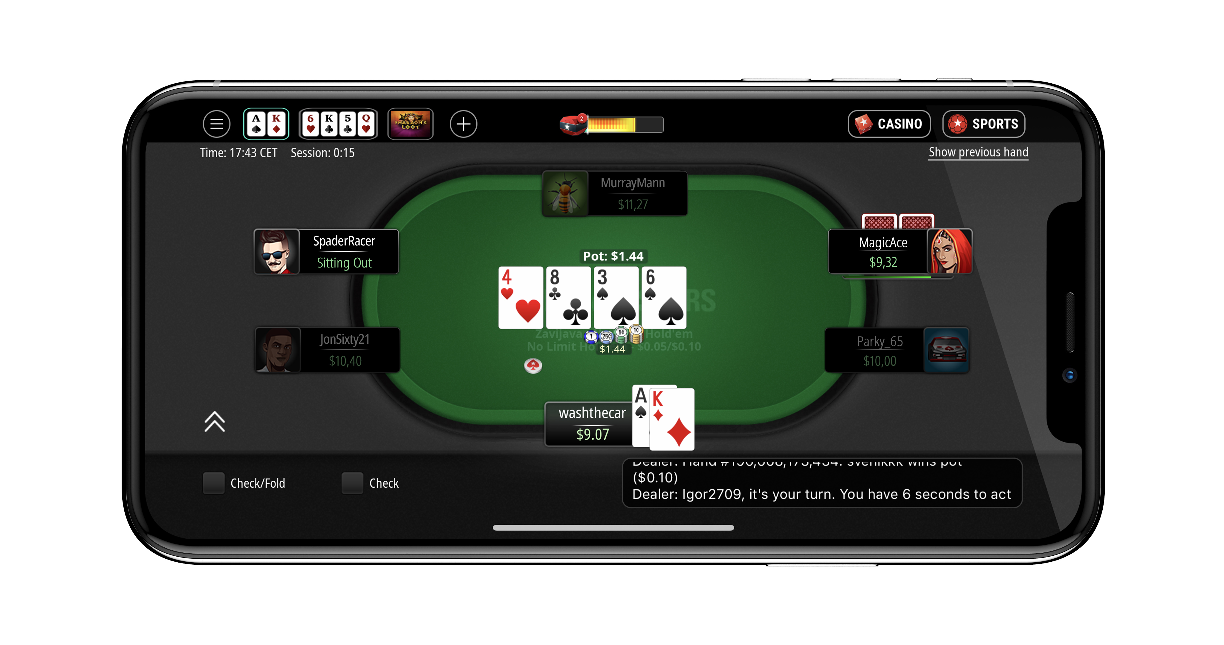 Pokerstars live casino app